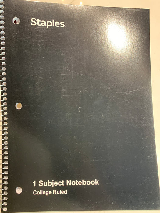 TRU RED 1‑Subject Notebook, 8.5” x 11”, College Ruled, 70 Sheets, Black,