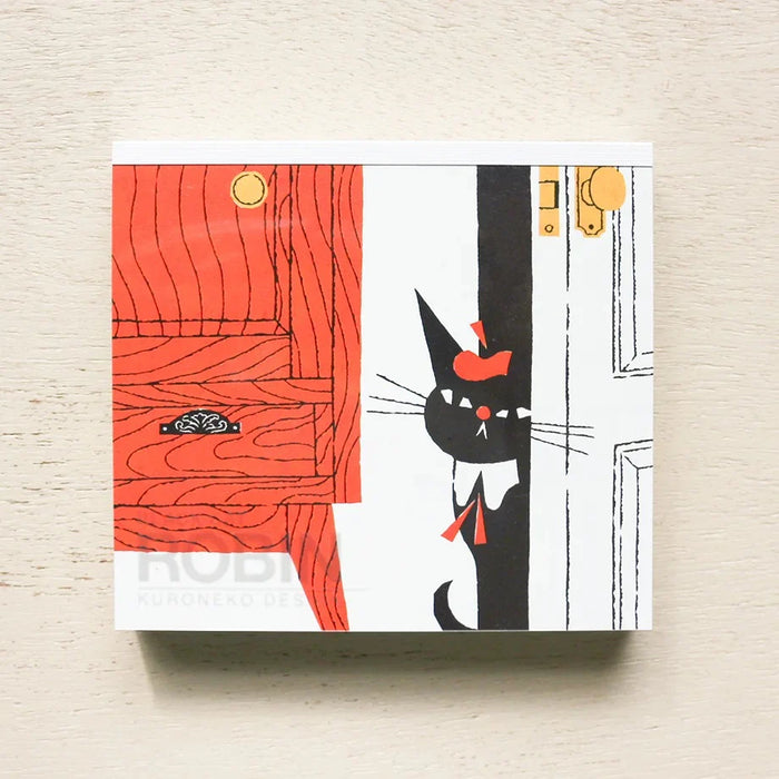 COZYCA Memo Block： Black Cat Robin 日本Cozyca Products表现社方形便签本 黑猫罗宾ROBIN
