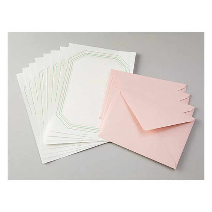 Midori Letterpress Stationery Set, Frame Pink 日本MIDORI凸版印刷信笺套装 粉色相框款