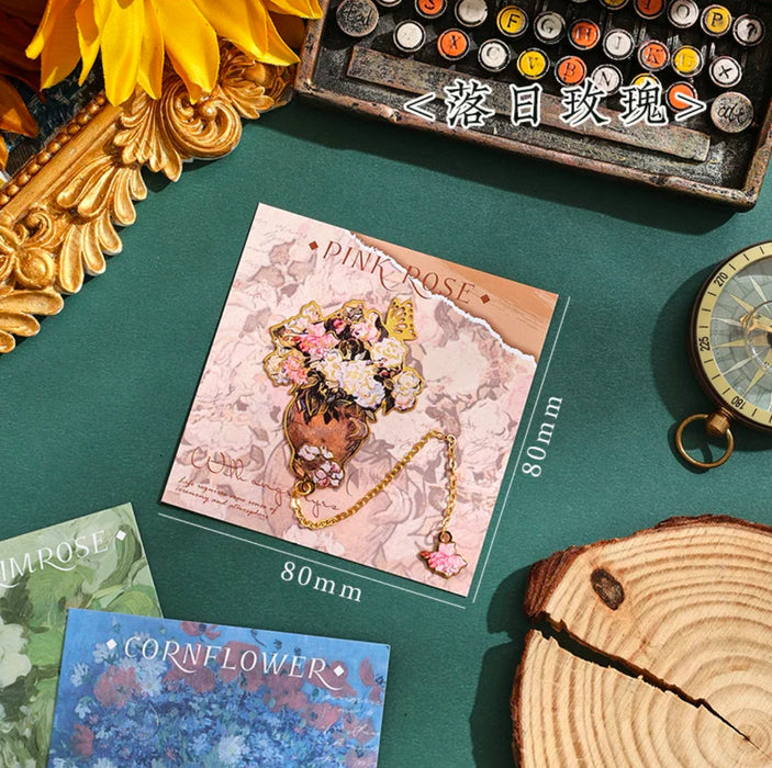 Metal Bookmark 静谧花语 金属书签：落日玫瑰