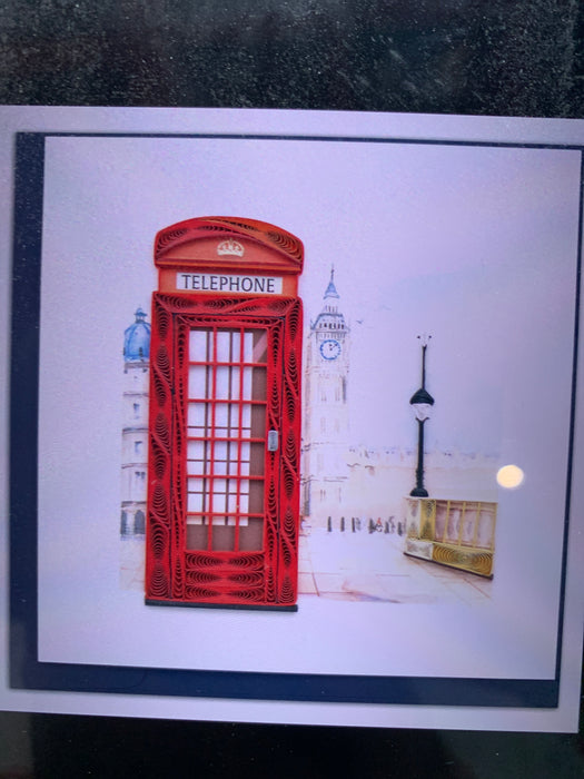 quilled telephone booth greeting card
