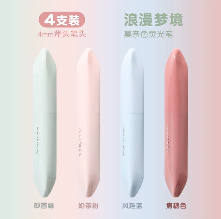 Monet-inspired Pastel Soft Tip Highlighters 4pcs莫奈色系软头荧光笔高颜值大容量 浪漫梦境