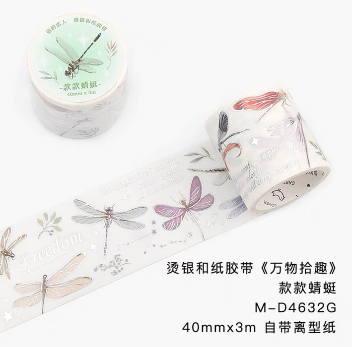 CardLover Foil-stamped Decorative Washi Tape 信的恋人 烫银和纸胶带 万物拾趣 款款蜻蜓