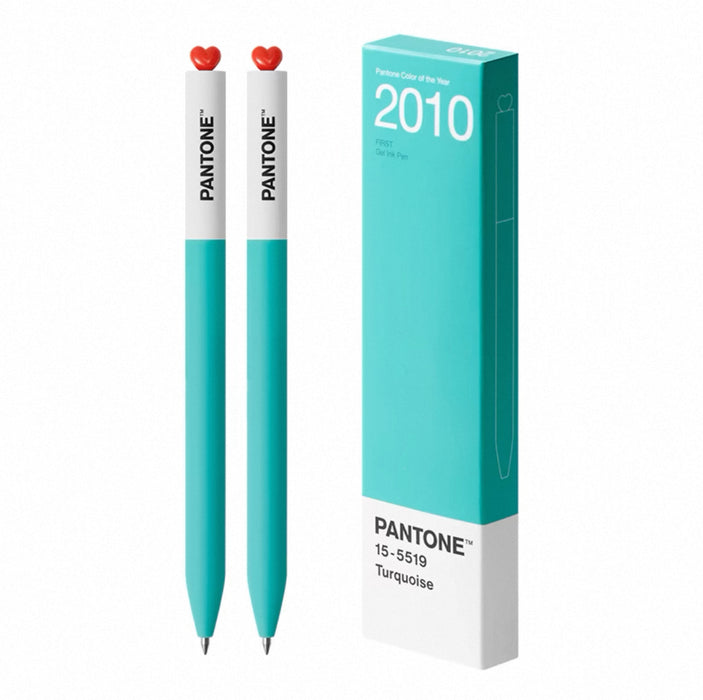 KACO FIRST & PANTONE GEL INK PEN 2010 Turquoise 0.5mm Black 15-5519 2pcs KACO FIRST初心潘通联名款PANTONE年度代表色中性笔0.5mm黑色墨水2支装-2010年 松石绿
