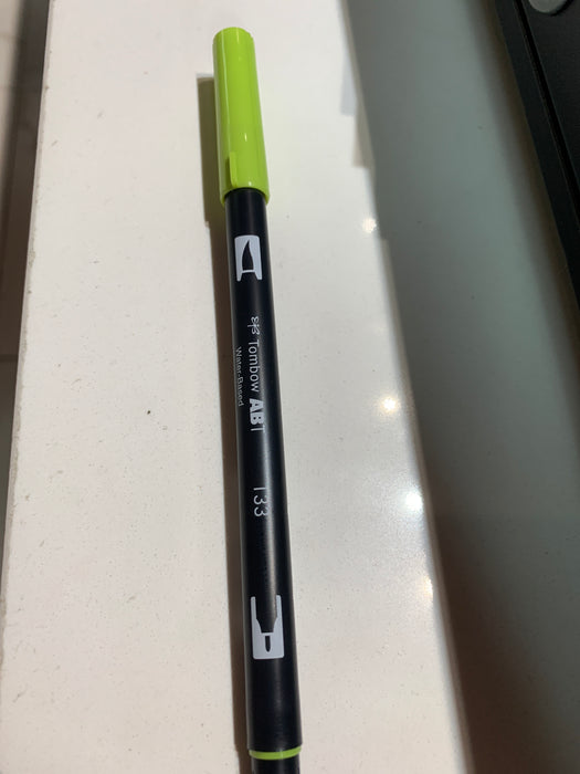 Tombow 56514 Dual Brush Pen Art Marker, 133 - Chartreuse, 1-Pack. Blendable, Brush and Fine Tip Marker