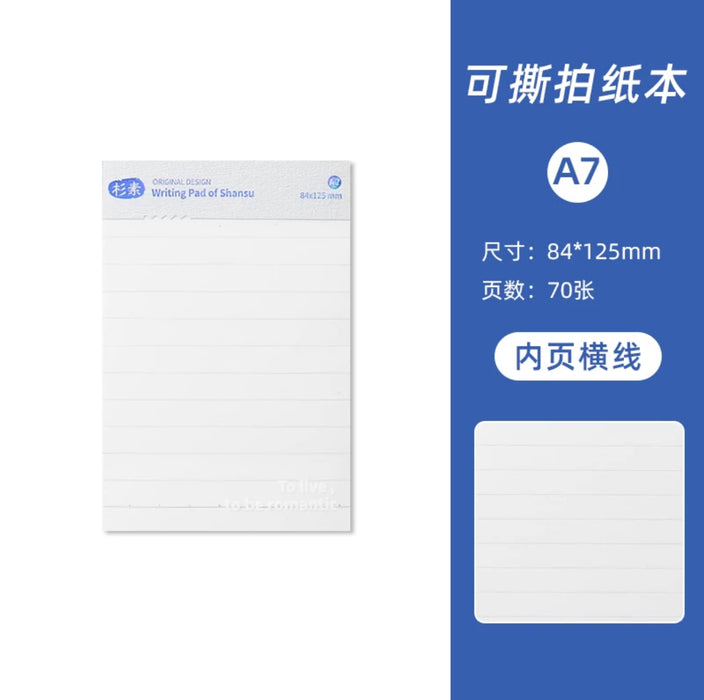 SHANSU Original Design Klein Blue Lined Writing Pad Lined A7克莱因蓝可撕拍纸本错题本草稿本 Writing Pad 横线 A7
