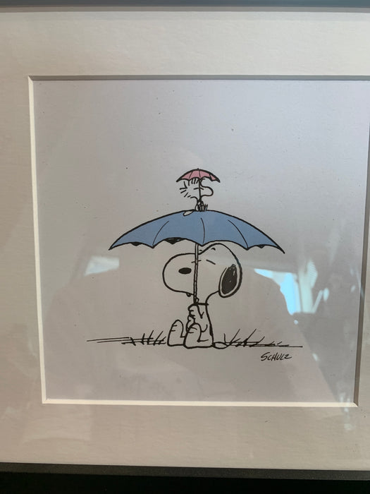 peanuts umbrella framed print handmade