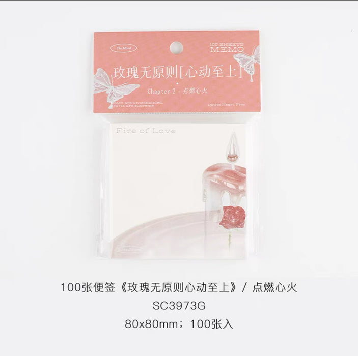 CardLover Artistic Memopad 100sheets 信的恋人玫瑰无原则 心动至上 点燃心火 100张 80x80mm