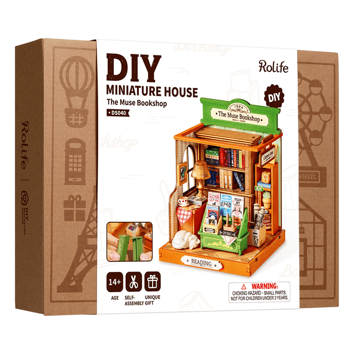 Rolife The Muse Bookshop DIY Miniature House DS040 若来3D立体拼图 灵感书屋