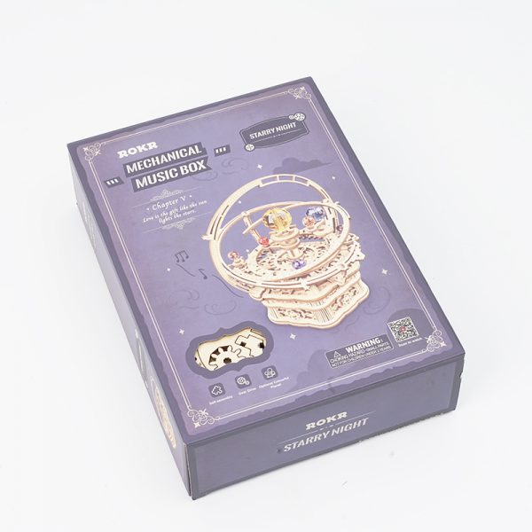 ROKR Starry Night AMK51 Mechanical Music Box 3D Wooden Puzzle若客DIY手工拼装模型木质3D音乐盒 太阳系仪