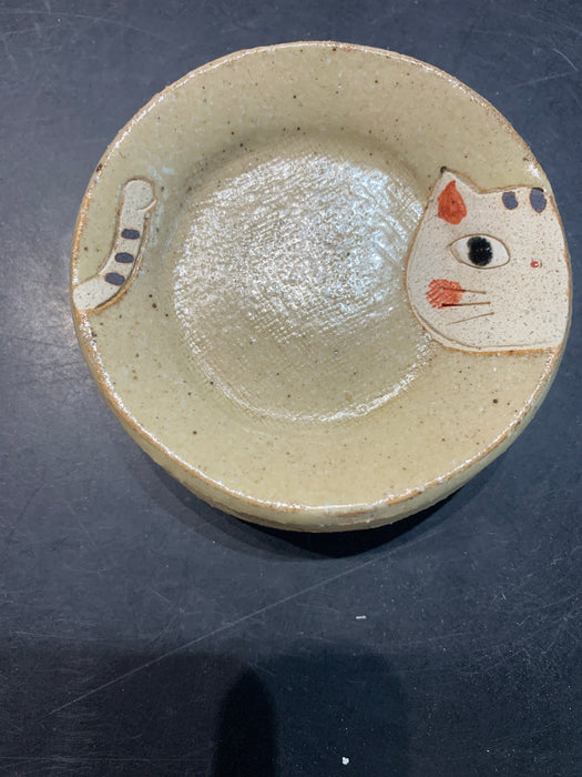 handmade cat mini dish round
