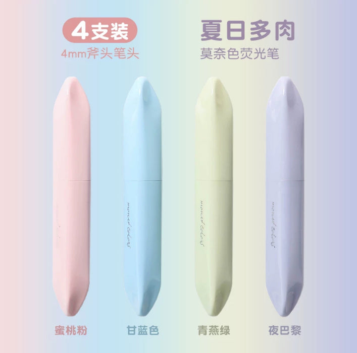 Monet-inspired Pastel Soft Tip Highlighters 4pcs莫奈色系软头荧光笔高颜值大容量 夏日多肉
