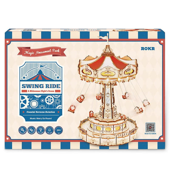 ROKR Swing Ride EA02 Mechanical Music Box 3D Wooden Puzzle若客DIY手工拼装模型木质3D音乐盒 空中秋千