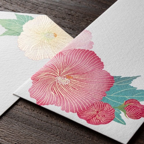 MIDORI Paper Series Envelope - Silk Drunken Hibiscus日本MIDORI纸系列 信封 丝绸质感 醉芙蓉