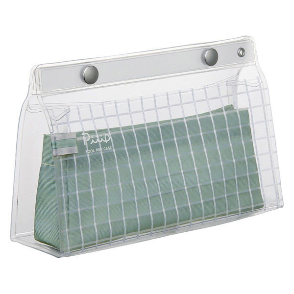 Kokuyo Piiip Tool Pencil Case - Sage Green 日本KOKUYO国誉Piiip透明磁吸笔袋 豆绿色