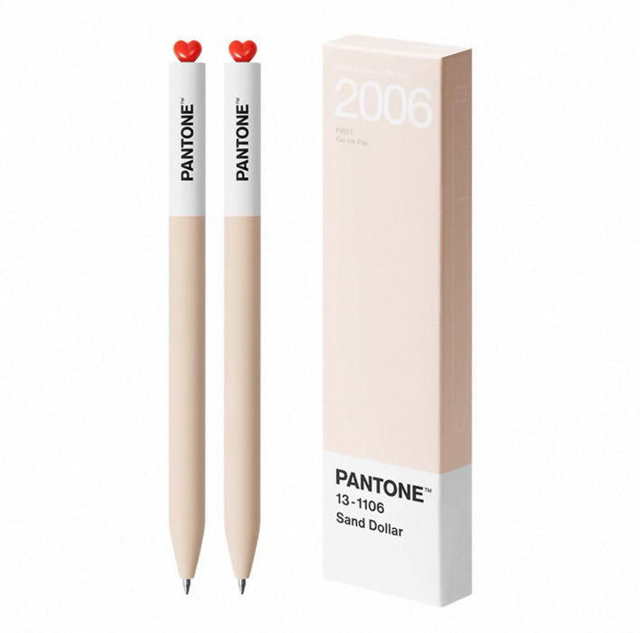 KACO FIRST & PANTONE GEL INK PEN 2006 Sand Dollar 0.5mm Black 13-1106 2pcs KACO FIRST初心潘通联名款PANTONE年度代表色中性笔0.5mm黑色墨水2支装-2006年 海胆粉