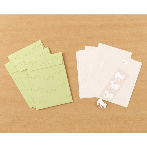 Midori Letter Set with Animal Stickers - Goat Pattern A日本MIDORI信笺套装 附带动物贴纸 山羊A款