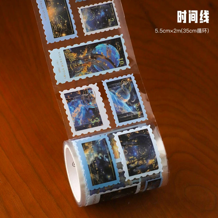 Decorative Stamp-shaped Gilded Sticker 季月无序烫金邮票胶带 时间线