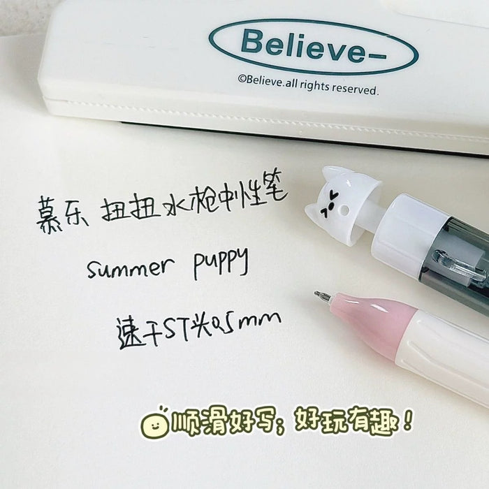 MURA M-6826 Puppy Series Squirt Gun Gel Ink Pen - Black Ink 0.5mm慕乐小狗扭扭水枪笔 旋转出芯 ST尖速干 黑笔0.5MM