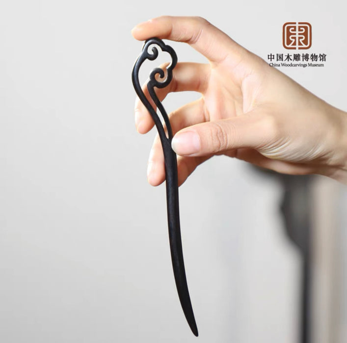 Classical Chinese Ebony Hairpin 黑檀木发簪系列六款不同花饰发簪国风复古（款式随机）