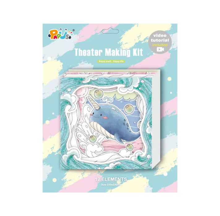 PAPUS Theater Making Kit - Whale DIY创意手工纸艺立体场景填色套装  鲸鱼
