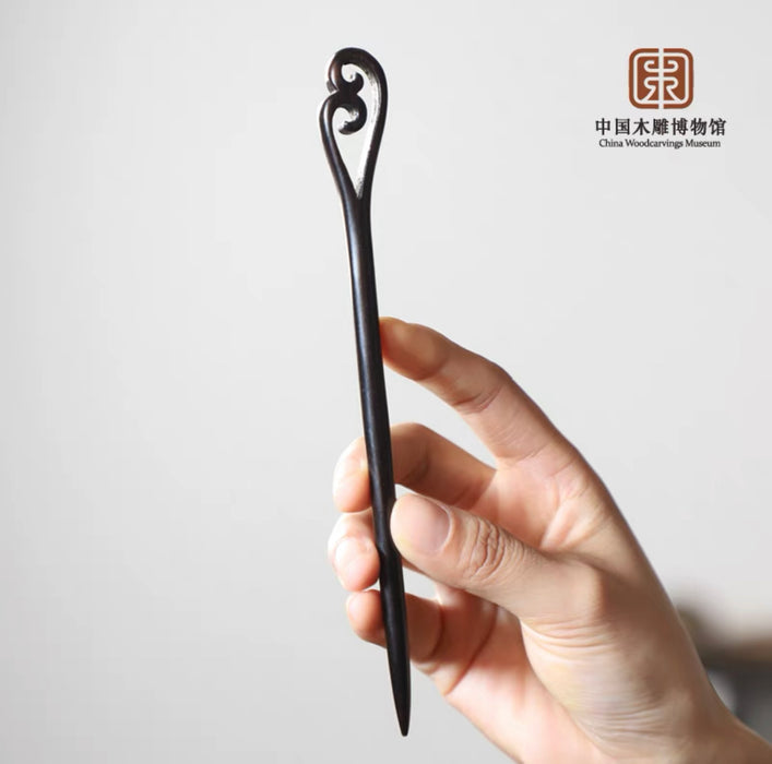 Classical Chinese Ebony Hairpin 黑檀木发簪系列六款不同花饰发簪国风复古（款式随机）