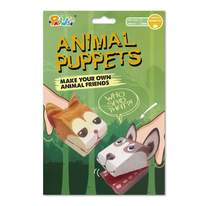 PAPUS Animal Puppets Paper Craft Kit - Cat & Dog 立体卡通手偶 猫狗