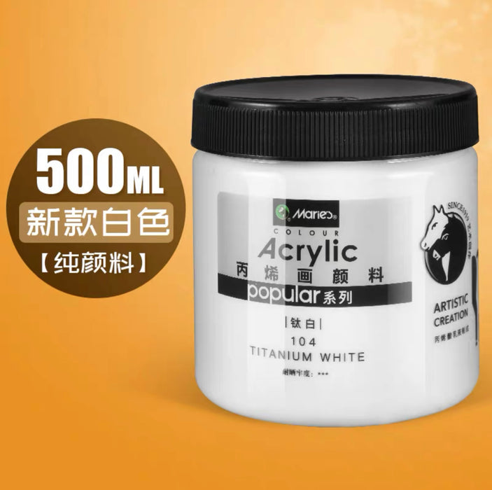 MARIE'S Acrylic Color Titanium White 马利丙烯颜料500ml罐装 钛白 104 新包装