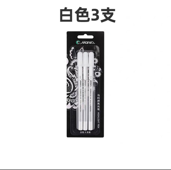 马利高光笔 白色 Highlight Pen White 0.8mm 3pcs