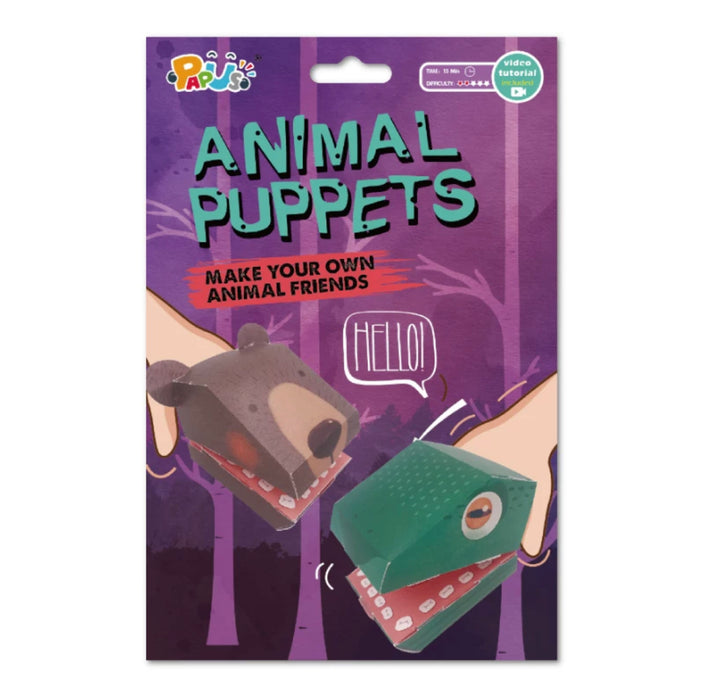 PAPUS Animal Puppets Paper Craft Kit - Bear & Crocodile 立体卡通手偶 熊鳄