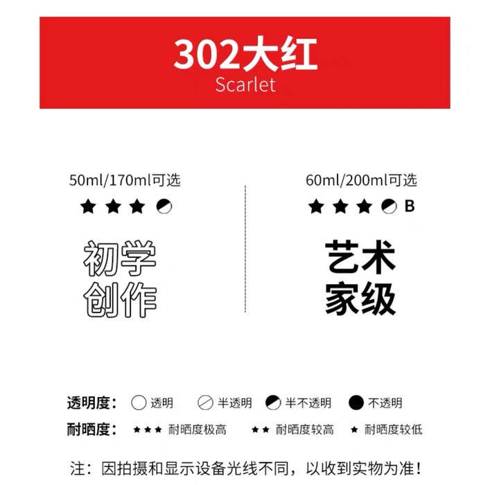 MARIE'S Oil Colour - Scarlet马利牌油画颜料 初学创作级 302大红 170ml