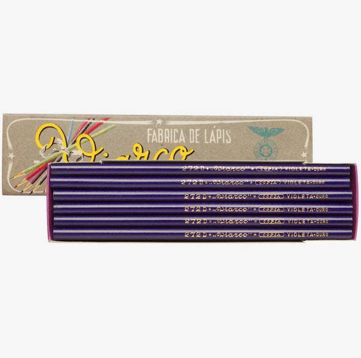 VIARCO : VINTAGE COPYING PENCIL : PACK OF 12 HB : VIOLET GRVHR272D葡萄牙VIARCO复古防擦铅笔12支金色盒装