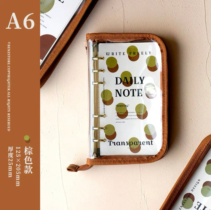 BENZSTORE Transparent Daily Notebook - A6 透明拉链活页本A6 INS风手账日记