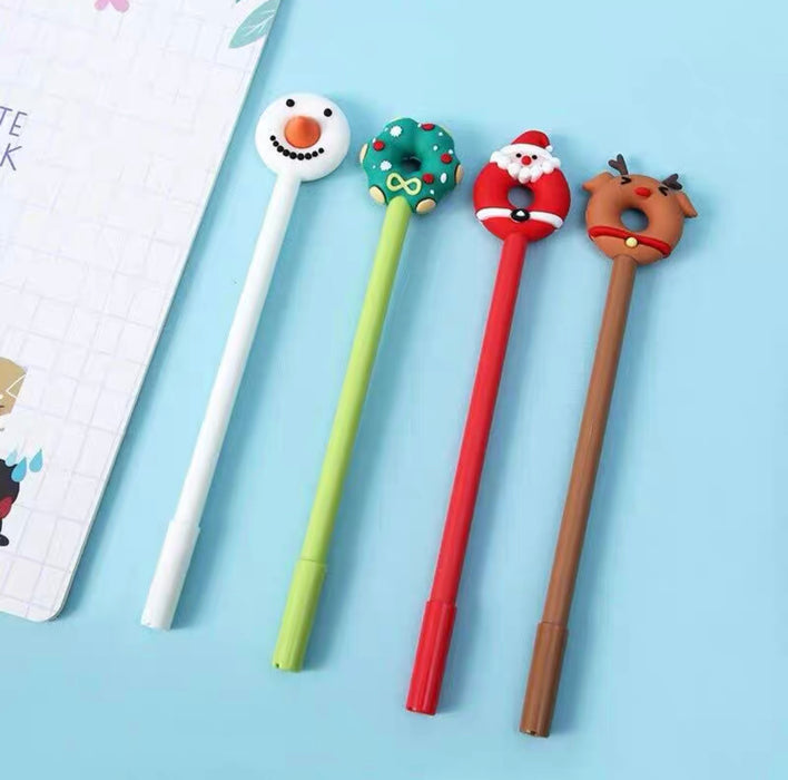 Christmas Themed Black Ink Gel Pen 0.5mm圣诞节刷题按动中性笔可爱创意黑色0.5