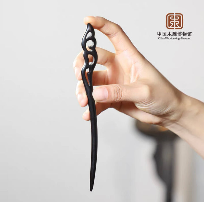 Classical Chinese Ebony Hairpin 黑檀木发簪系列六款不同花饰发簪国风复古（款式随机）