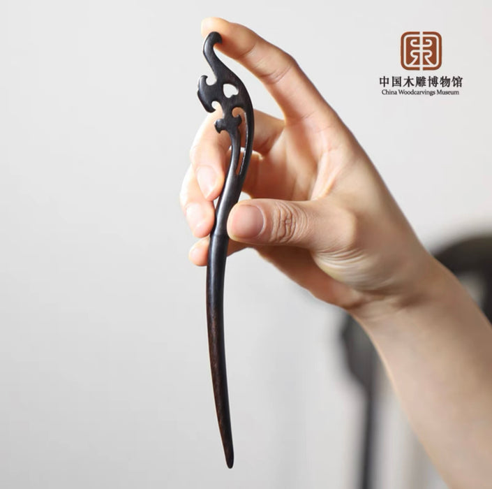 Classical Chinese Ebony Hairpin 黑檀木发簪系列六款不同花饰发簪国风复古（款式随机）