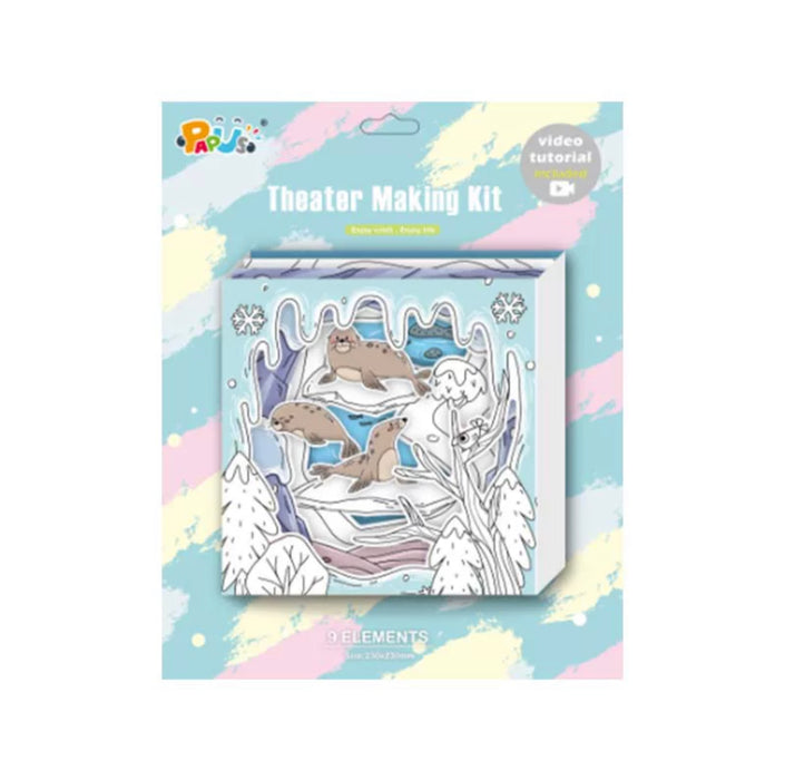 PAPUS Theater Making Kit - Sea lion DIY创意手工纸艺立体场景填色套装  海狮