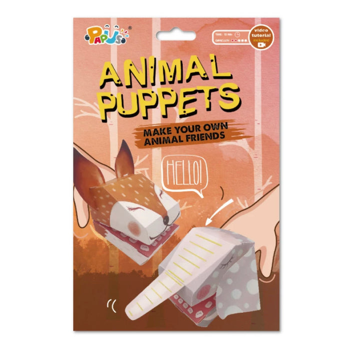 PAPUS Animal Puppets Paper Craft Kit - Fox & Elephant 立体卡通手偶 狐象