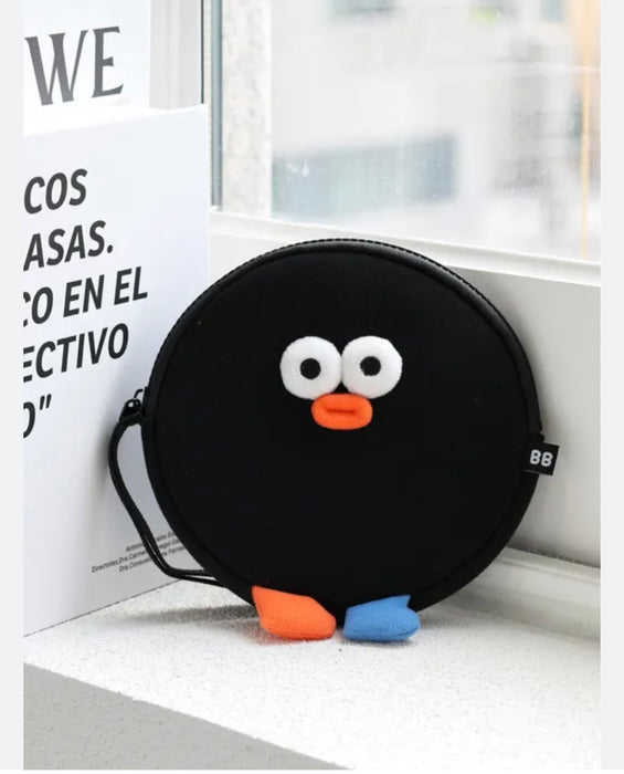 ROMANE Brunch Brother Pom Pom Circle Pouch - Black 韩国ROMANE早午餐兄弟POMOM造型圆形手包 黑色