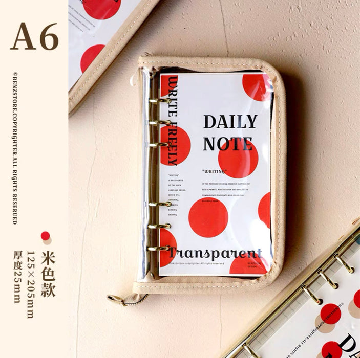 BENZSTORE Transparent Daily Notebook - A6 透明拉链活页本A6 INS风手账日记