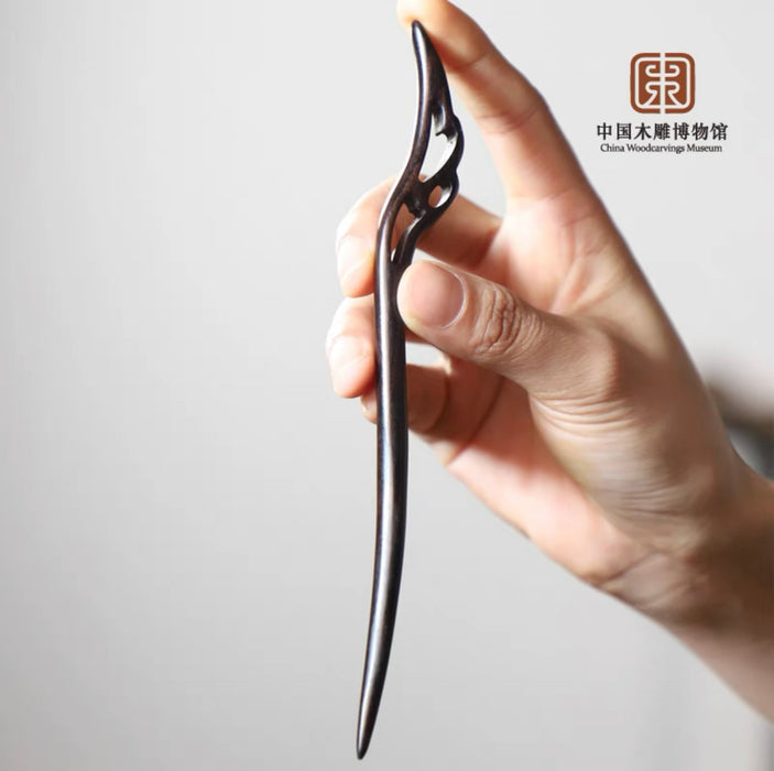 Classical Chinese Ebony Hairpin 黑檀木发簪系列六款不同花饰发簪国风复古（款式随机）