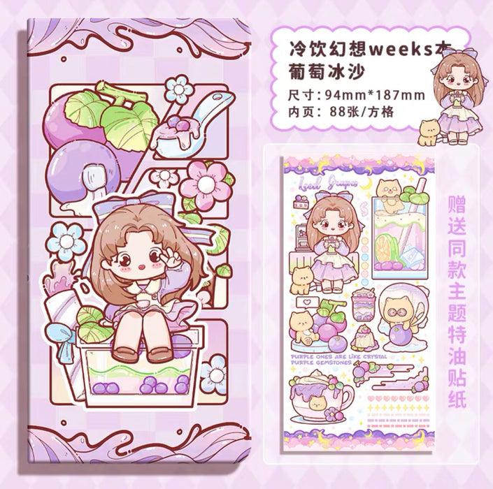 YOYOBULIN Cold Drink Fantasy Series Weeks Handbook - Violet 冷饮幻想weeks手帐本网格内页手账本 葡萄沙冰