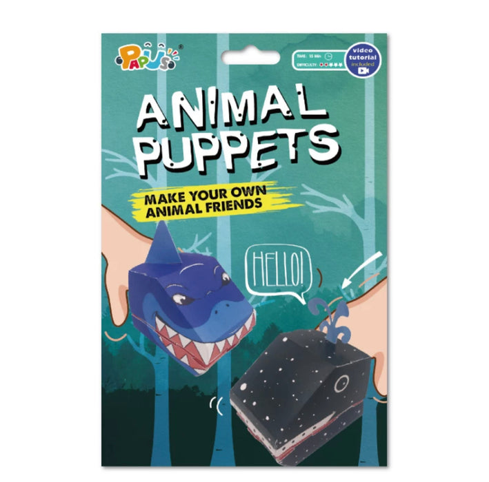 PAPUS Animal Puppets Paper Craft Kit - Shark & Whale 立体卡通手偶 鲨鲸