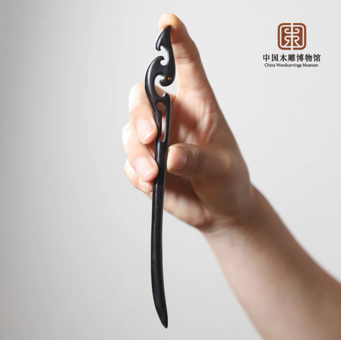 Classical Chinese Ebony Hairpin 黑檀木发簪系列六款不同花饰发簪国风复古（款式随机）