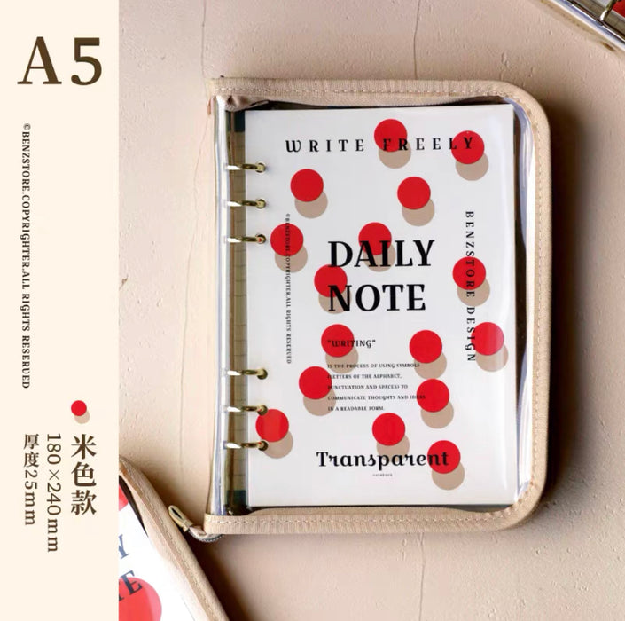 BENZSTORE Transparent Daily Notebook - A5 透明拉链活页本A5 INS风手账日记