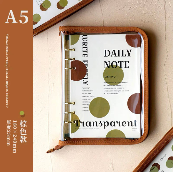 BENZSTORE Transparent Daily Notebook - A5 透明拉链活页本A5 INS风手账日记