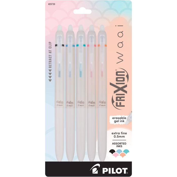 Pilot FriXion Waai Clicker Erasable Gel Pens Set of 5 - 0.5mm日本Pilot百乐WAAI系列FriXion可擦荧光笔 0.5mm 5支装