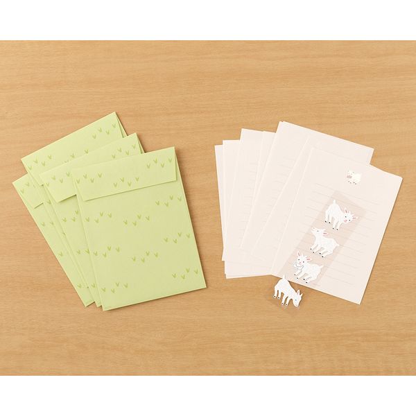 MIDORI Design Fill Letter Set with Seal Stickers - Goat 日本MIDORI信封信纸贴纸套装 山羊图案
