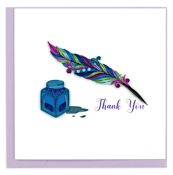 Quilled Quill & Ink Thank You Card ‌立体羽毛与墨水瓶致谢卡‌