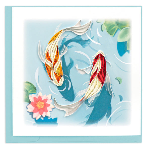 Quilled Koi Fish Pond Greeting Card 立体鳞纹锦鲤池塘贺卡